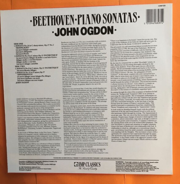 Beethoven- Piano Sonatas- John Ogdon- IMP Records 1986 - Image 3