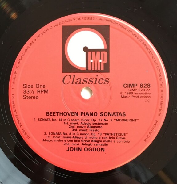 Beethoven- Piano Sonatas- John Ogdon- IMP Records 1986 - Image 2