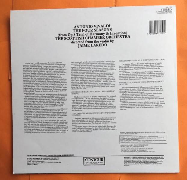 Vivaldi- Four Seasons- Scottish CO- Laredo- Contour Records 1982 - Image 2
