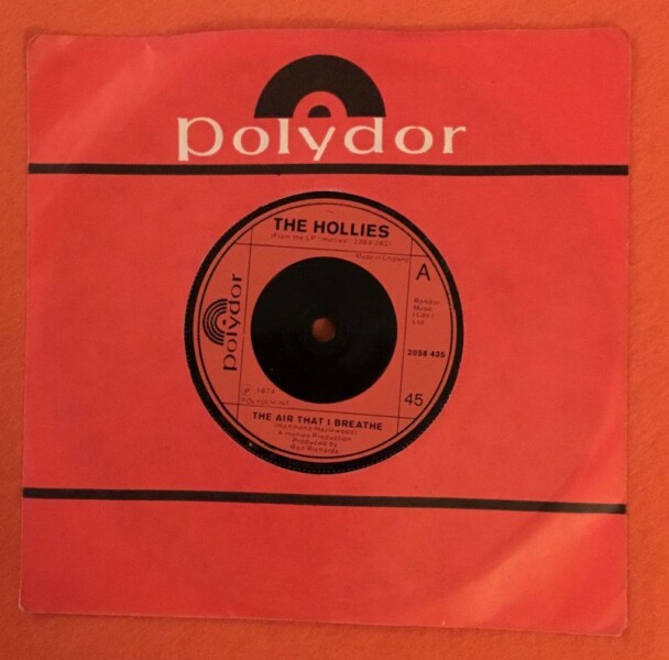 The Hollies- The Air That I Breathe- Polydor Records 7"- 1974