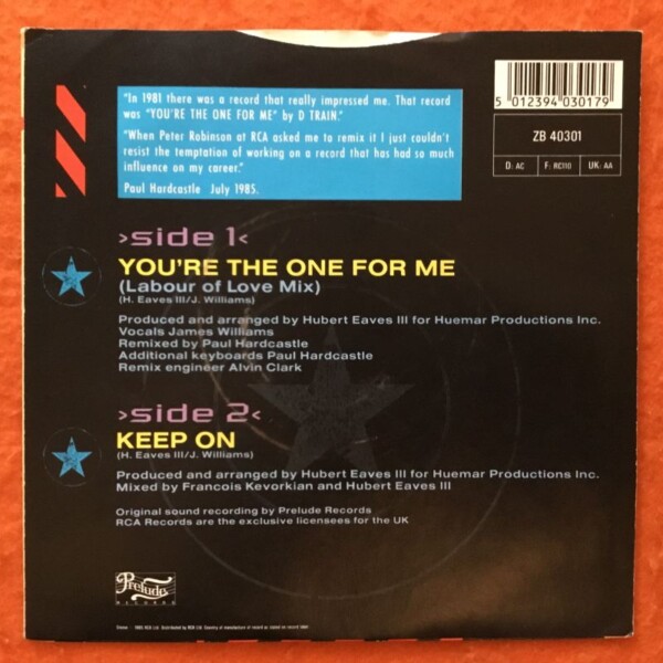 D Train- You're The One For Me Remix- Keep On- Prelude Records 7" - 1985 - Image 2