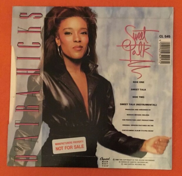 D'Atra Hicks- Sweet Talk- Capitol Records 7" - 1989 - Image 2