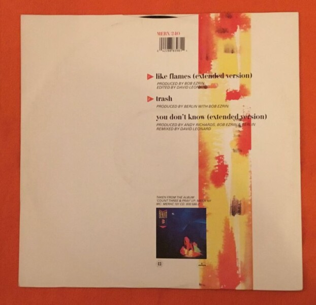 Berlin- Like Flames- Trash- You Don't Know- Mercury Records 12" 1986 - Image 2