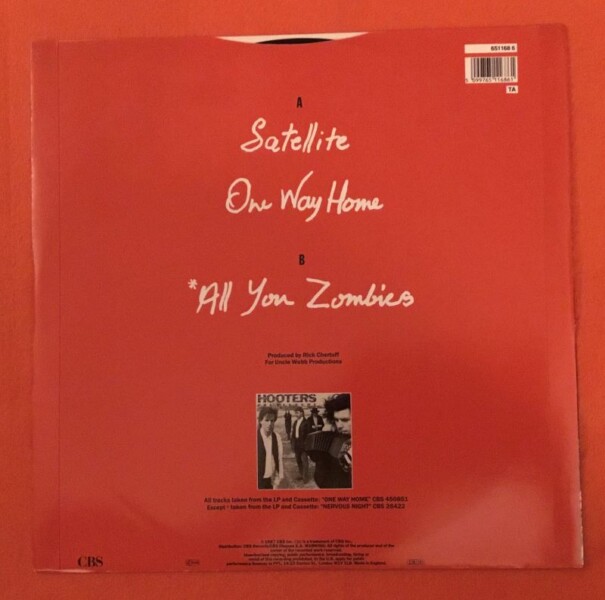 Hooters- Satellite- One Way Home- All You Zombies- CBS Records 12" 1987 - Image 2