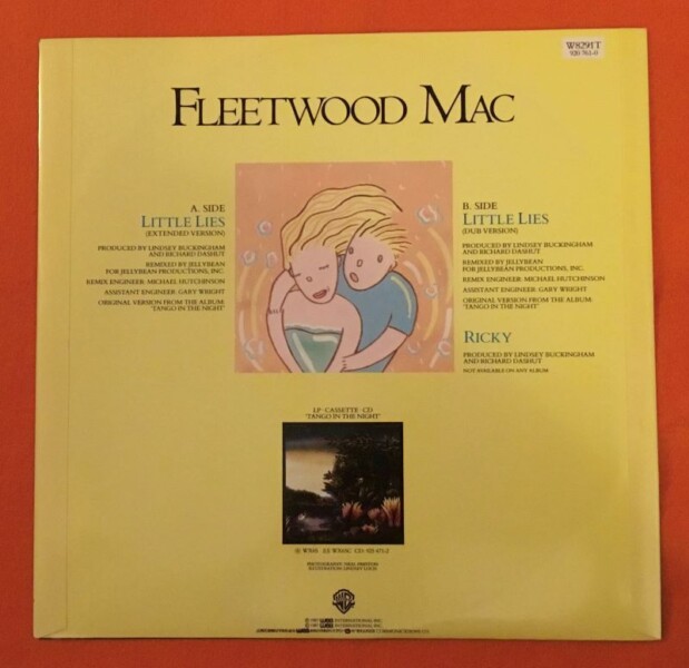 Fleetwood Mac- Little Lies (2 versions) -Ricky -Warner Records 12" 1987 - Image 2