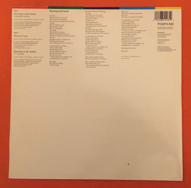 Level 42- Running In The Family (2 Versions) - Dream Crazy- Polydor Records 12" 1987 - Image 2