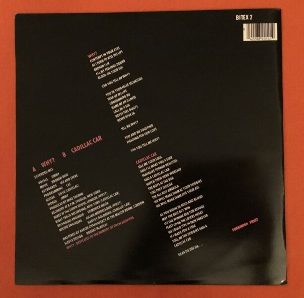 Bronski Beat- Why?- Cadillac Car- Forbidden Fruit Records 12"- 1984 - Image 2