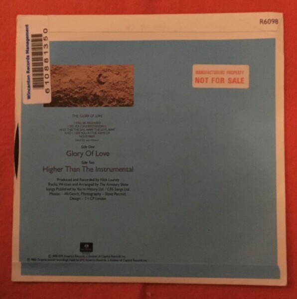 Armoury Show- Glory of Love- Higher Than The Instrumental -Parlophone Records 7"- 1985 - Image 2