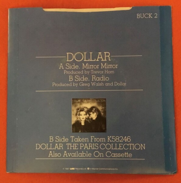 Dollar -Mirror Mirror- Radio- WEA Records 7" - 1981 - Image 2