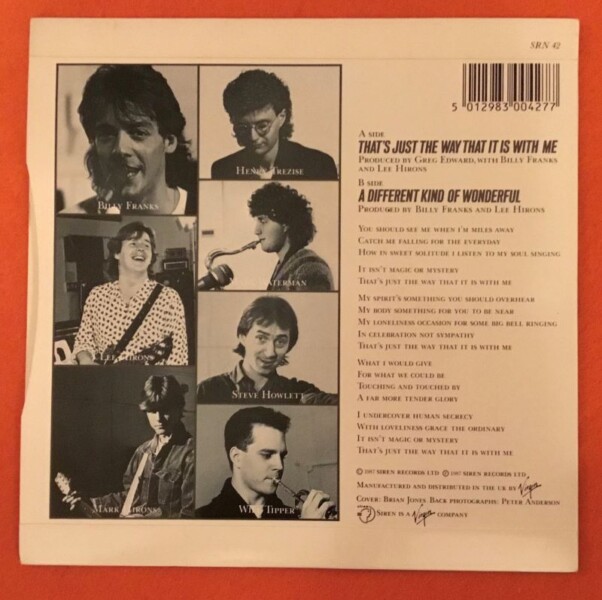 Faith Brothers- That's Just The Way It Is With Me- A Different Kind of Wonderful- Siren Records 7" - 1987 - Image 2