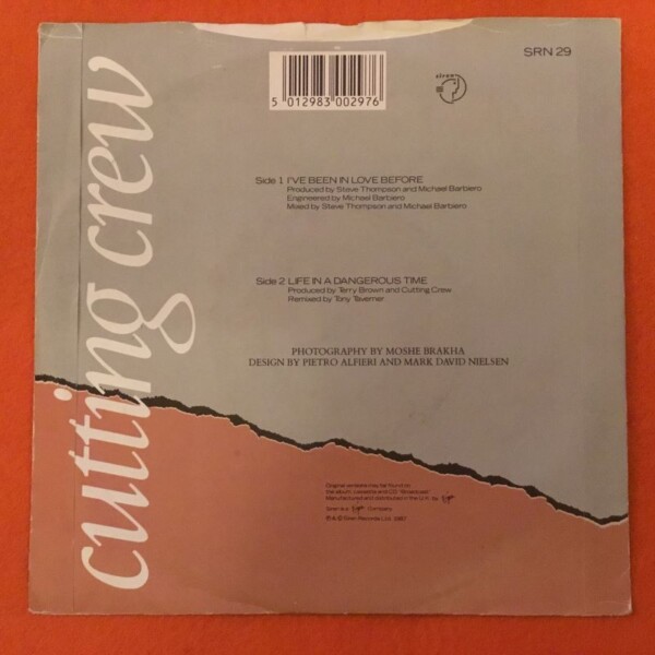 Cutting Crew- I've Been In Love Before- Life In A Dangerous Time- Siren Records 7" - 1987 - Image 2