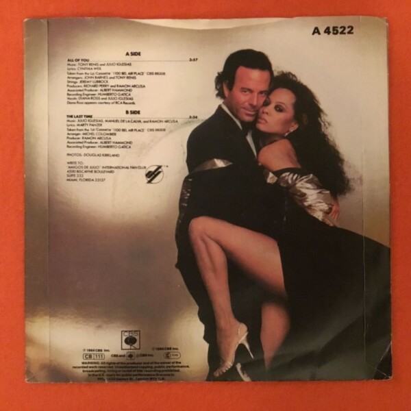 Julio Iglesias & Diana Ross- All of You- The Last Time- CBS Records 7" - 1984 - Image 2