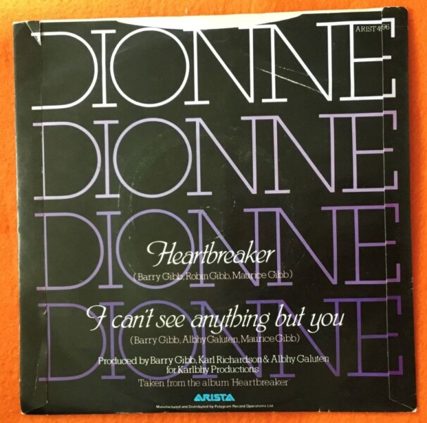 Dionne Warwick- Heartbreaker- I Can't See Anything But You -Arista Records 7"- 1982 - Image 2