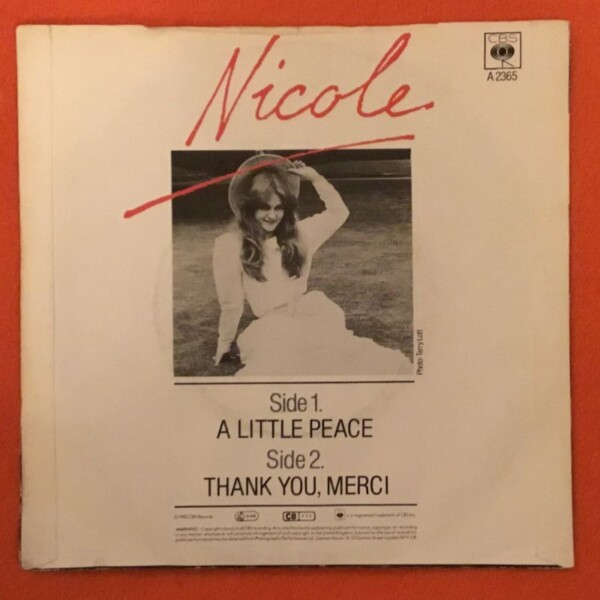 Nicole- A Little Peace- Thank You, Merci- CBS Records 7" - 1982 - Image 2