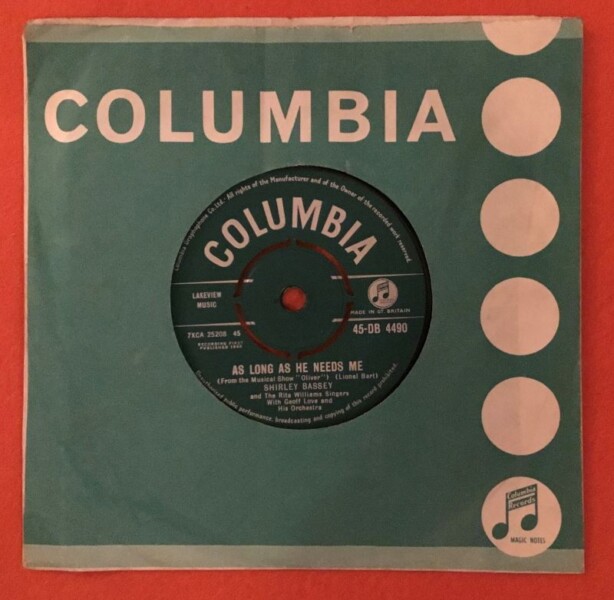 Shirley Bassey- As Long As He Needs Me- So In Love- Columbia Records 7"- 1960