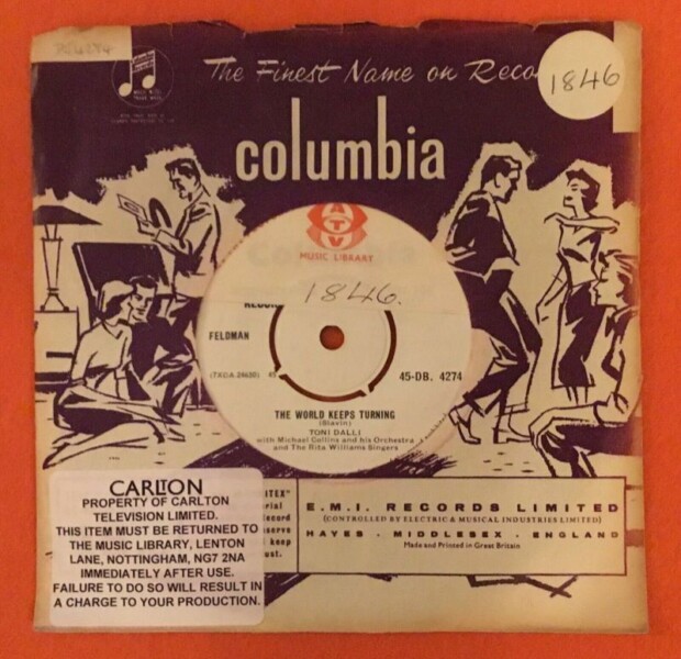 Toni Dalli- Io Son IL Vento -The World Keeps Turning- The World Keeps Turning- Columbia Records 7" - 1959
