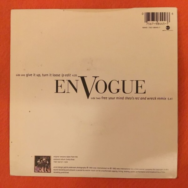 En Vogue- Give It Up, Turn It Loose- Free Your Mind Remix- WEA Records 7"- 1992 - Image 2