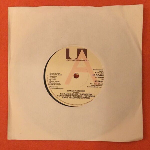 Rank Concert Orchestra- Ed Welch- Chris Headington -Hannay's Theme- Thirty Nine Steps- United Artists Records 7" - 1978 (Demo Copy)