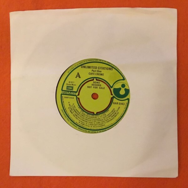 Unlimited Citations- Cafe Creme Part One & Two (2 Beatles Medleys/Covers)- Harvest Records 7" - 1977