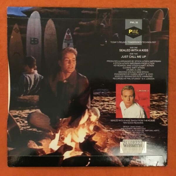 Jason Donovan- Sealed With A Kiss- Just Call Me Up- PWL Records 7" 1989 - Image 2