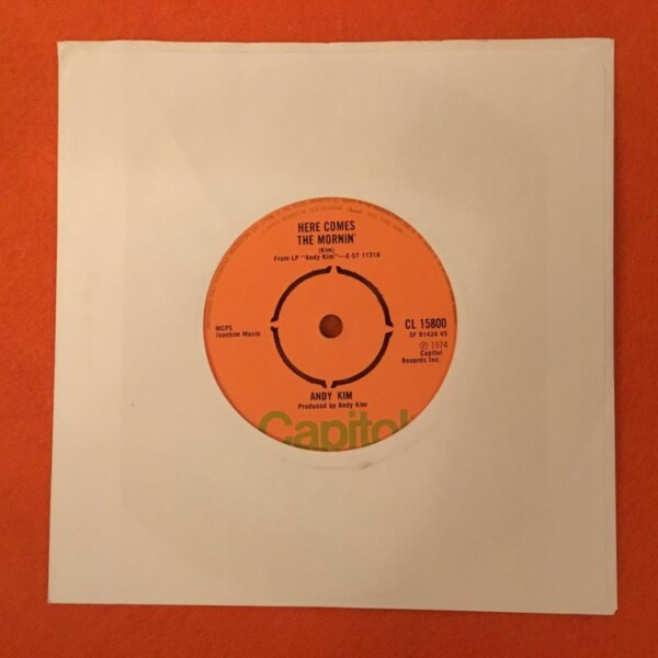 Andy Kim- Fire Baby, I'm On Fire- Here Comes The Mornin- Capitol Records 7" 1974 - Image 2