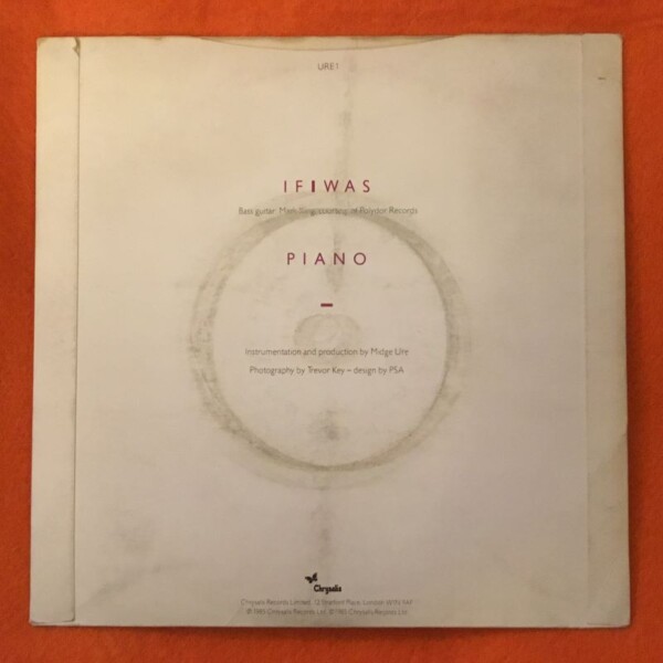 Midge Ure- If I Was- Piano -Chrysalis Records 7" 1985 - Image 2