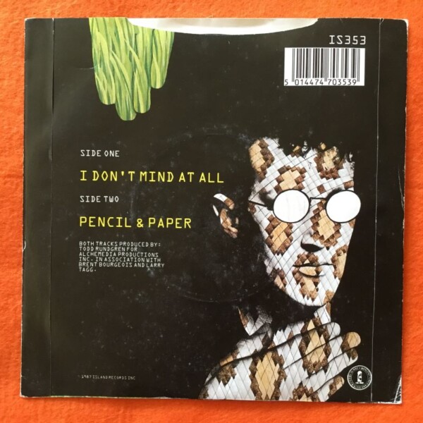 Bourgeois Tagg- I Don't Mind At All- Pencil & Paper- Island Records 7" -1987 - Image 2