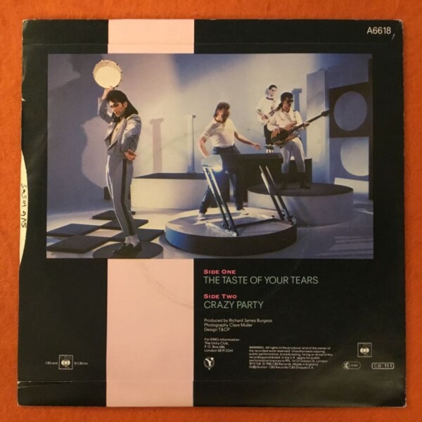 King- The Taste Of Your Tears- Crazy Party- CBS Records 7" - 1985 - Image 2