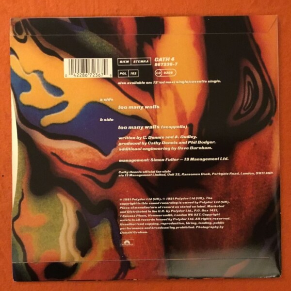 Cathy Dennis- Too Many Walls (2 Versions)- Polydor Records 7" -1991 - Image 2