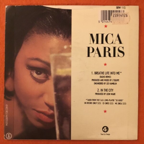Mica Paris- Breath Life Into Me- 4th & Broadway Records 7" -1988 - Image 2
