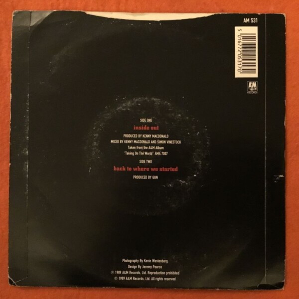 Gun - Better Days- Inside Out- A&M Records 7" - 1989 - Image 2
