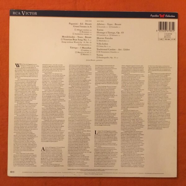 Julian Bream- Romantic Guitar- Paganini- Mendelssohn- Tarrega- Albeniz- RCA Records- LP 1988 - Image 2