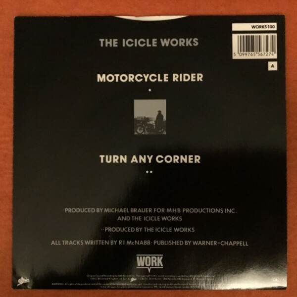 Icicle Works- Motorcycle Rider- Turn Any Corner- Epic Records 7" 1990 - Image 2
