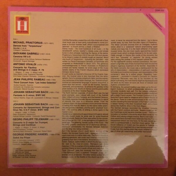A Baroque Festival- Praetorius- Gabrieli- Vivaldi- Rameau- Bach- Telemann- Haendel- Heliodor Records- LP - Image 2