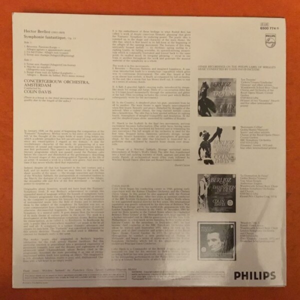 Berlioz- Symphonie Fantastique- Davis- Amsterdam CO- Philips Records- LP 1975 - Image 2