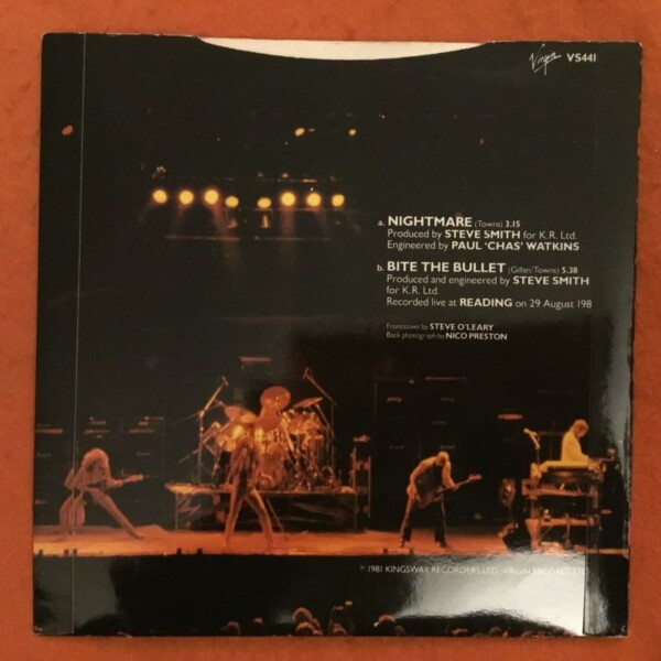 Gillan- Nightmare- Bite The Bullet- Virgin Records 7"- 1981 - Image 2