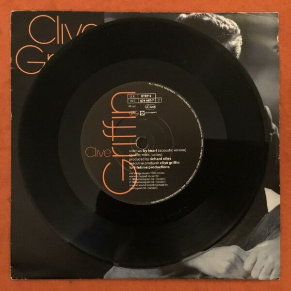 Clive Griffin- Head Above Water- By Heart (Acoustic Version)- Mercury Records 7" -1989 - Image 4