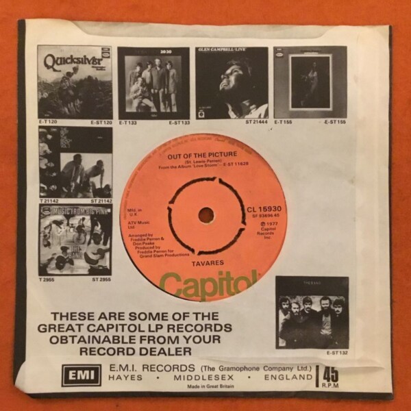 Tavares- One Step Away- Out Of The Picture- Capitol Records 7" - 1977 - Image 2