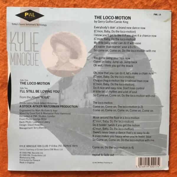 Kylie Minogue- The Locomotion- I'll Still Be Loving You- PWL Records 7" -1988 - Image 2