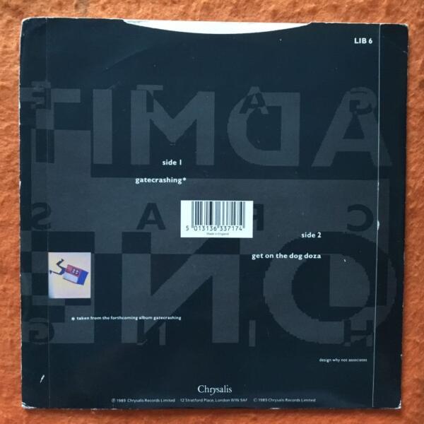 Living In A Box- Gatecrashing- Get On The Dog Doza- Chrysalis Records 7" 1989 - Image 2