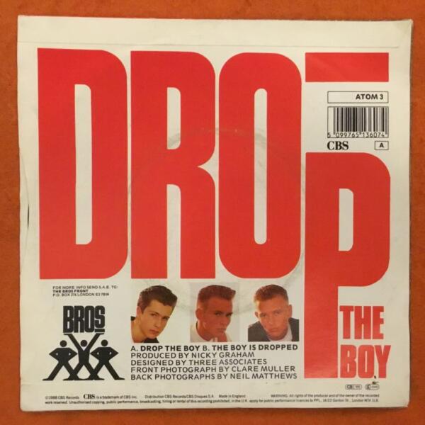 Bros- Drop The Boy- The Boy Is Dropped- CBS Records 7"- 1988 - Image 2