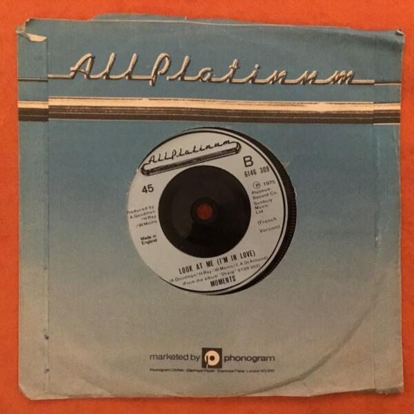 Moments- Look At Me (I'm In Love) 2 versions- All Platinum Records 7"- 1975 - Image 2