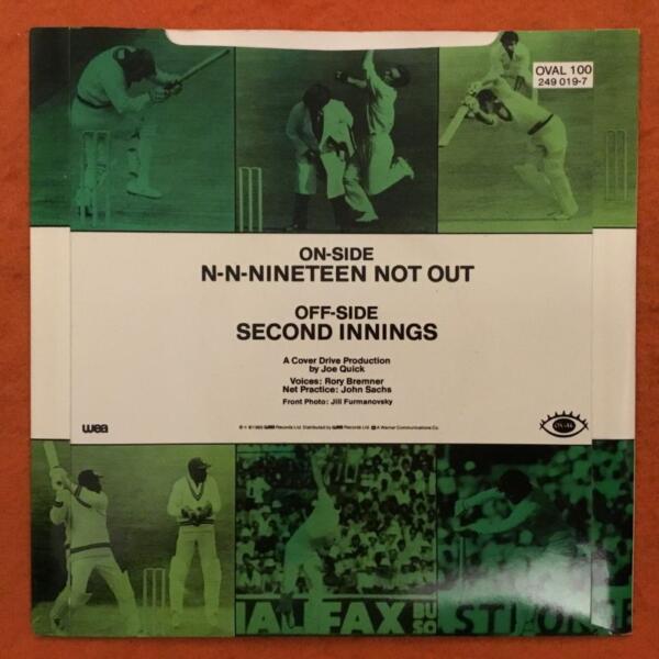 The Commentators- N-N-Nineteen Not Out- Second Innings- WEA Records 7" -1985 - Image 2