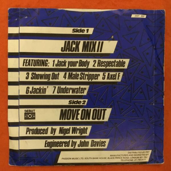 Mirage- Jack Mix II- Move On Out- Debut Records 7" 1988 - Image 2