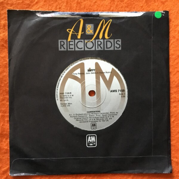 Carpenters- Only Yesterday- Happy- A&M Records 7" 1975 - Image 2
